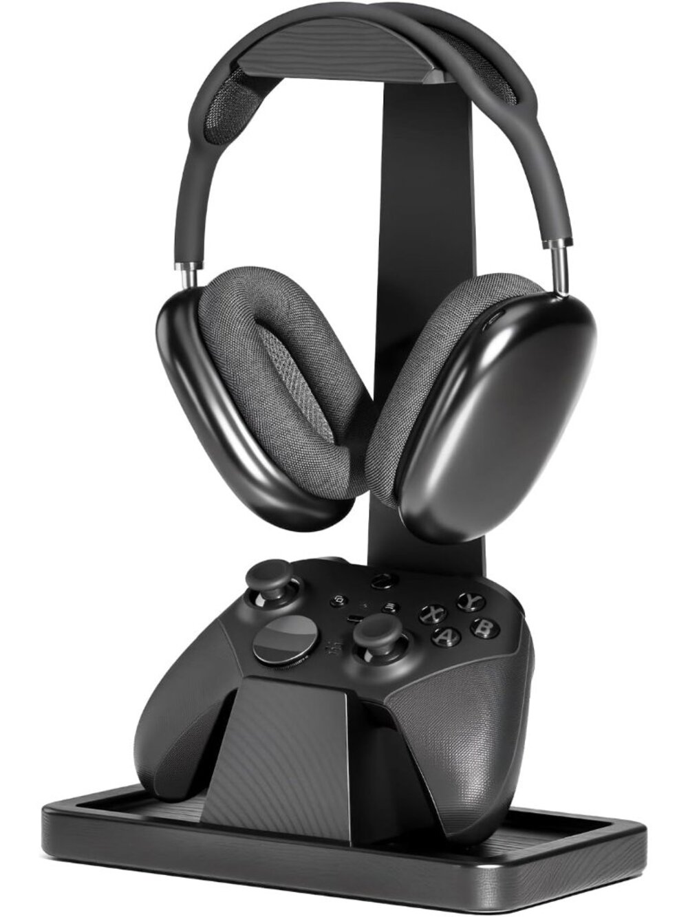 Solid Wood Headphone Stand with Controller Holder for Desk